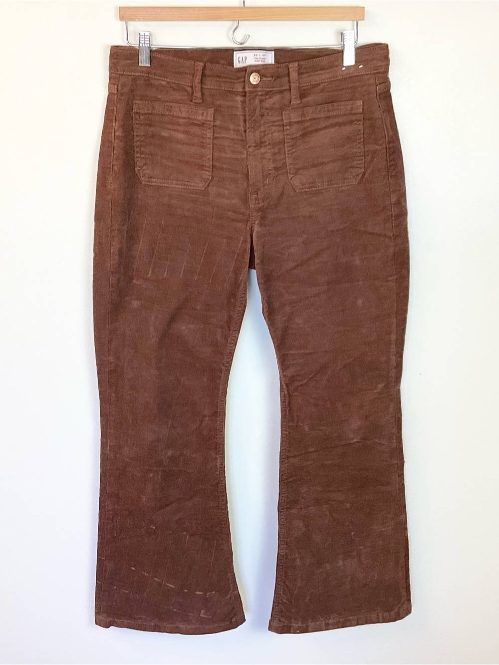 Gap 70s High Rise Corduroy Flare Front Patch Pockets - Brown - 30/10P